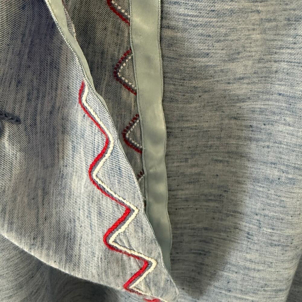 Mi Golondrina Blue and Red Floral Embroidered Long Sleeve Mini Dress Size XL - Picture 9 of 9